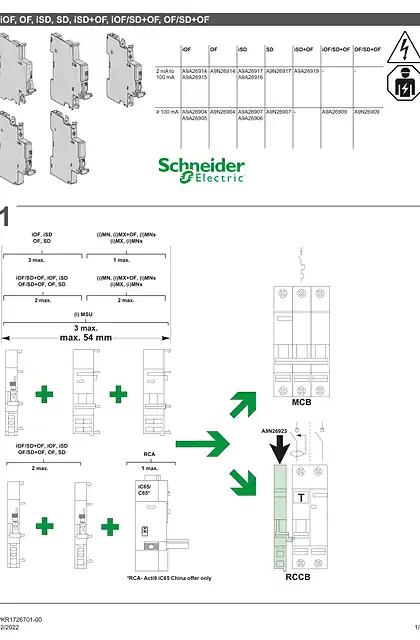 schneider施耐德Acti9 Electrical Auxiliaries - Instruction sheet